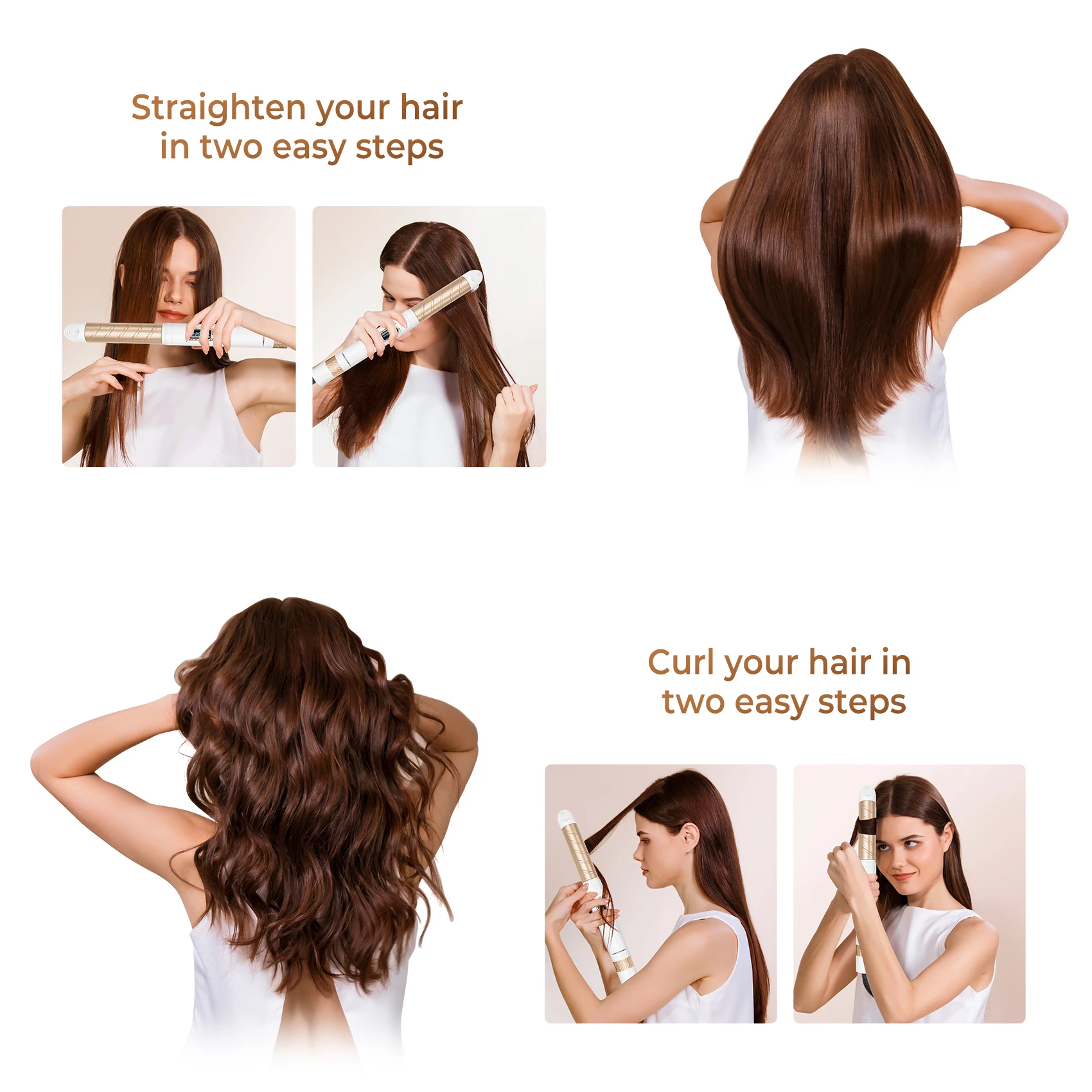 3D floating splint hair straightener Rotary switch temperature control hair curler 2 in 1 hair curling straightener