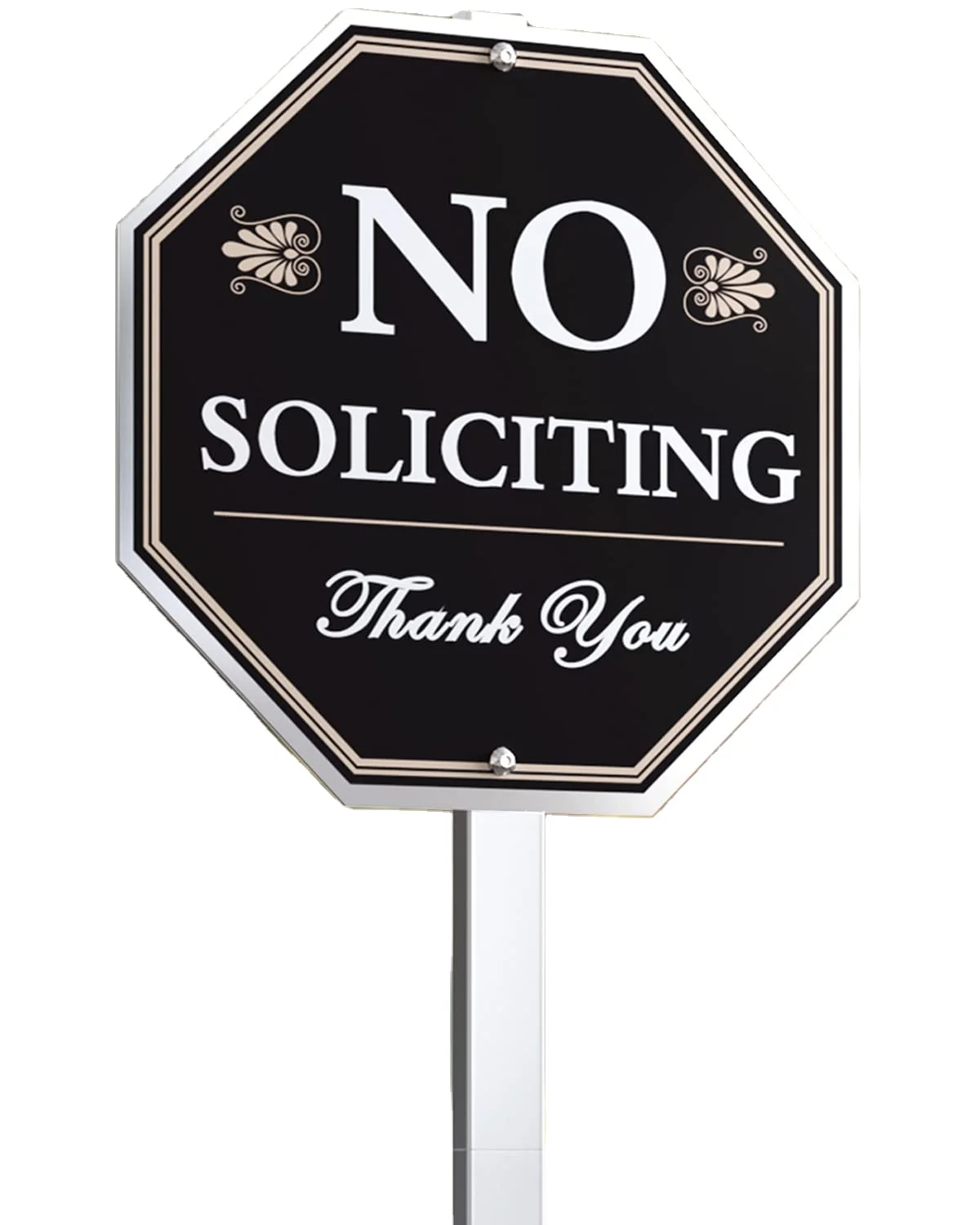No Soliciting Sign for Yard Aluminum Modern Design Door Sign Heavy Duty Metal Yard Sign Without Stake