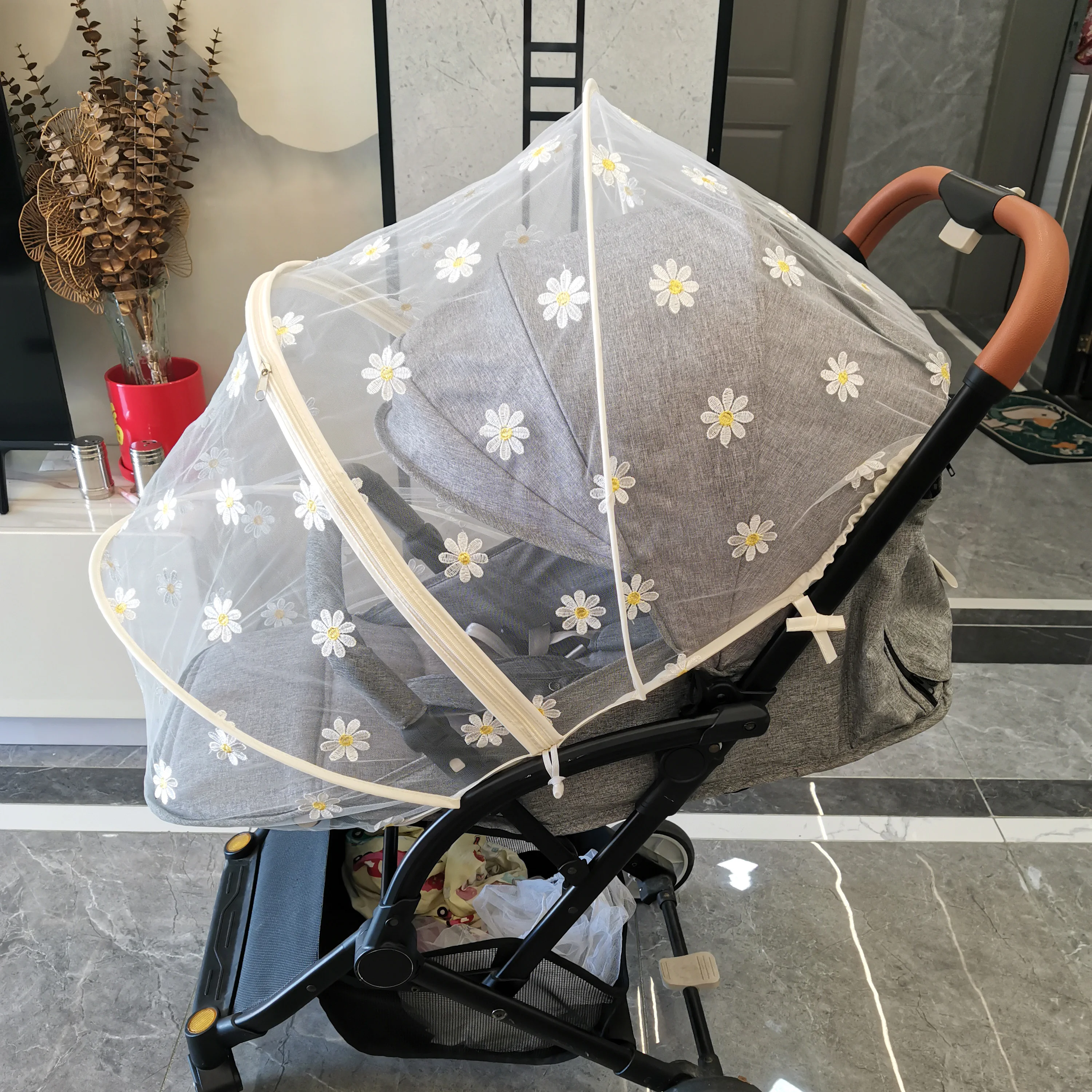 Cheap Daisy Zipper Mosquito Net Stretchable Breathable multifunction baby mosquito net for crib