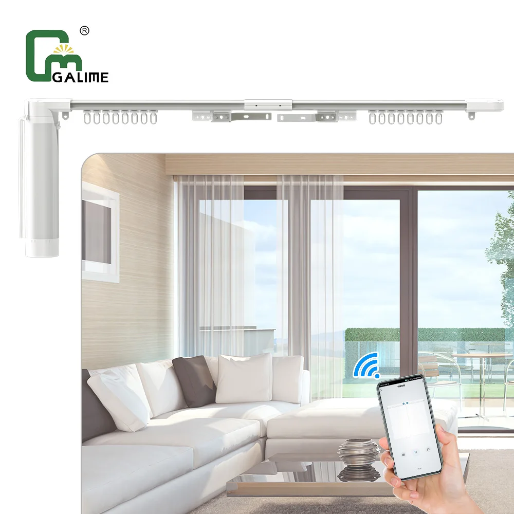 Tuya wifi or Zigbee Curtaun Motors Control Remote Extendable Electric Motorized Rail System Adjustable Smart Track Kit