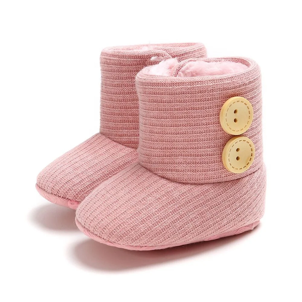 Grey Infant Winter New Born Organic Cotton Knit Baby Crochet Booties