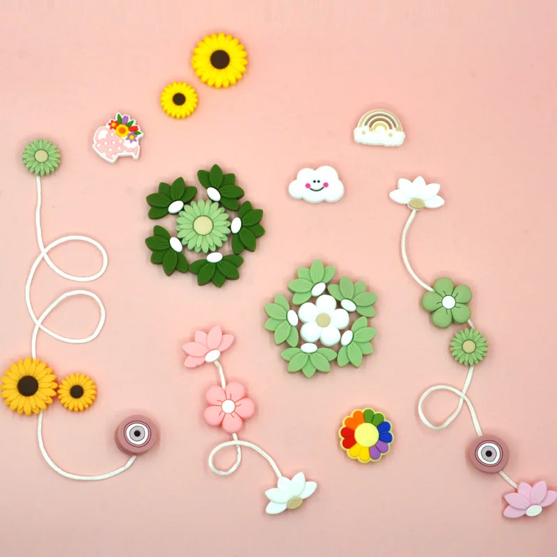 Chang Long Food grade pendant DIY pacifier chain accessories baby teething toys small fresh flower glue pendant focus beads