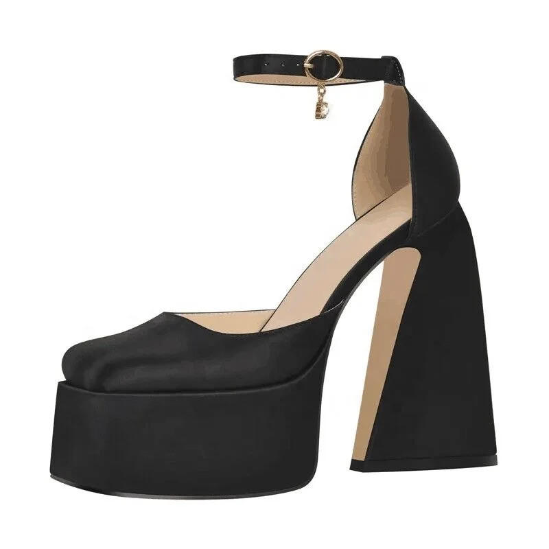 Chaussure Lady Night Club Shoes Femme Grande Taille Petite Talon High Quality Block Heel Design High Platform Heels for Sexy PU
