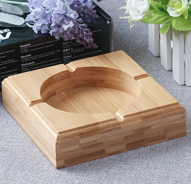 
Eco-friendly cute bamboo ashtray OEM logo bamboo astrays design 