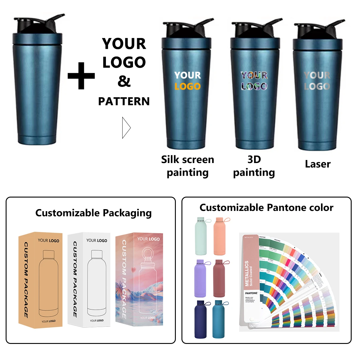 TY 500ml 750ml custom double wall insulated Stainless Steel sports Fitness Protien Gym shaker BPA Free bottle for protein