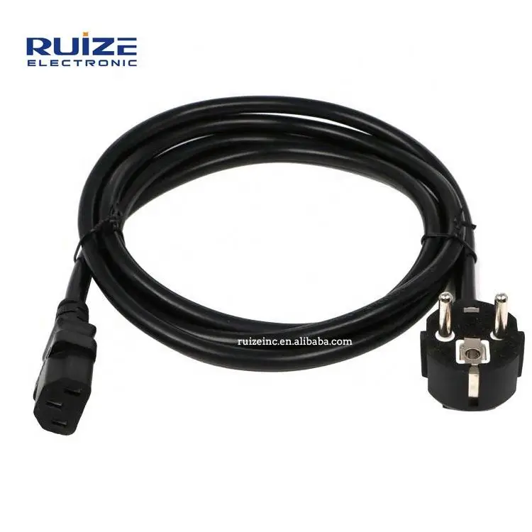 Vde Standard Ac Cable Euro 3 Pin Connector with Cord Cable 10A 250V Shuko Eu Plug Iec C13 Power Cord