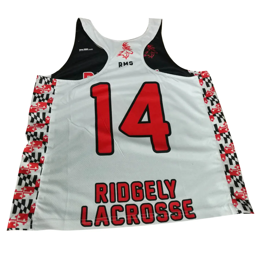 Custom  Ladies cut racerback lacrosse reversible jerseys sublimation 100% polyester lacrosse pinnies