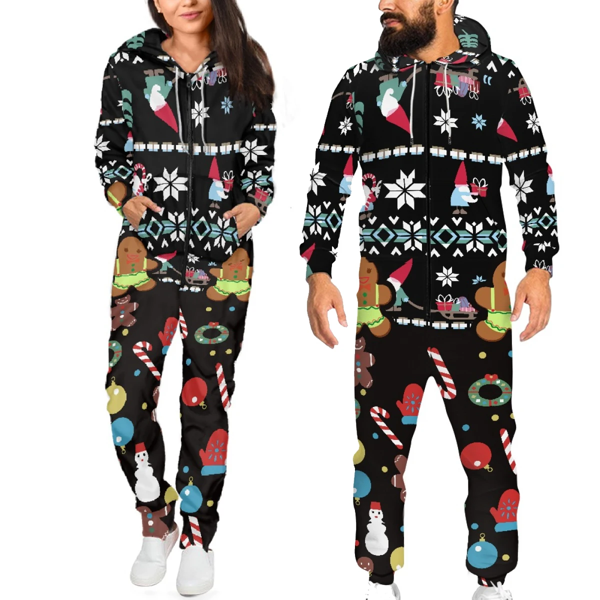 Wholesale Custom Print Sublimation Xmas Winter Warm Soft Pants Pyjamas Blank Pajamas Set Matching Christmas Pajamas for Couples