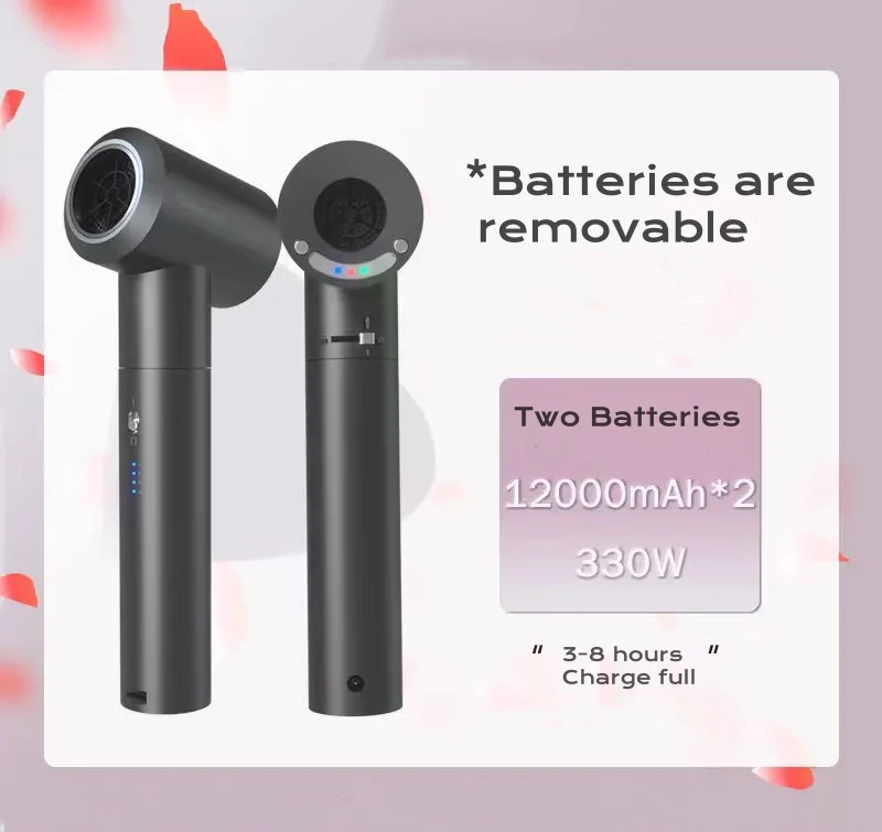 330W Powerful Wireless Blower Turbo Jet Fan Cleansing Fan Large Battery Capacity Type C Charging