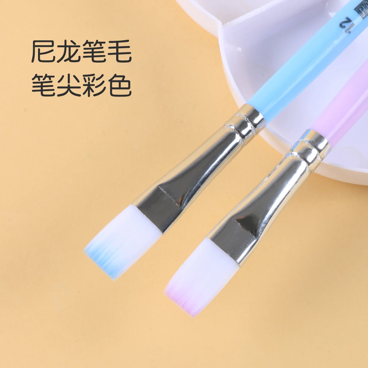 Giorgione 3Pcs Paint Brush Flat Round Shape Nylon Paintbrush Set for Acrylic Oil Watercolor and Gouache