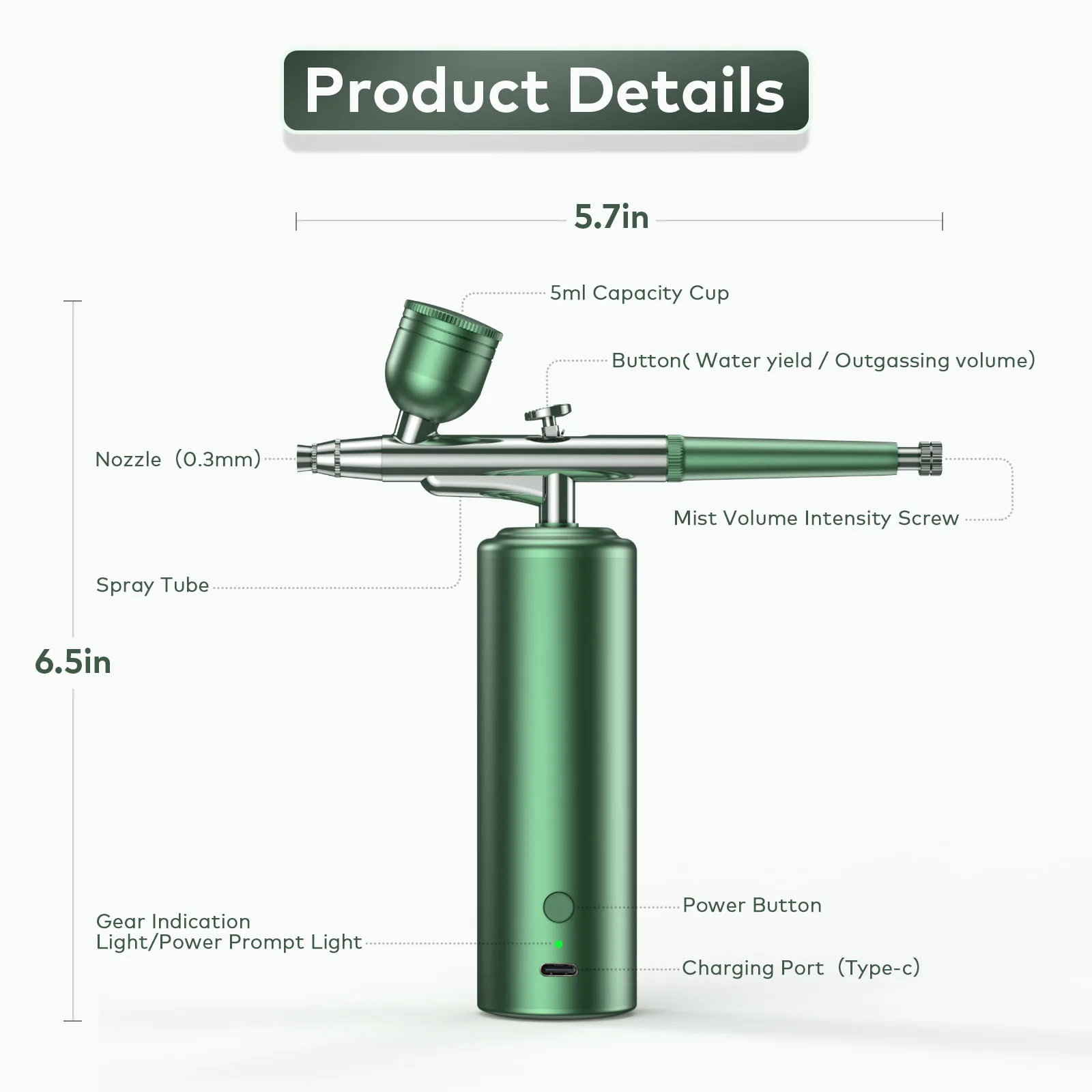 Wireless Handheld Airbrushes: 3-Speed Adjustment, All-Aluminum Body, Precise and Even Liquid Atomization cordless airbrush