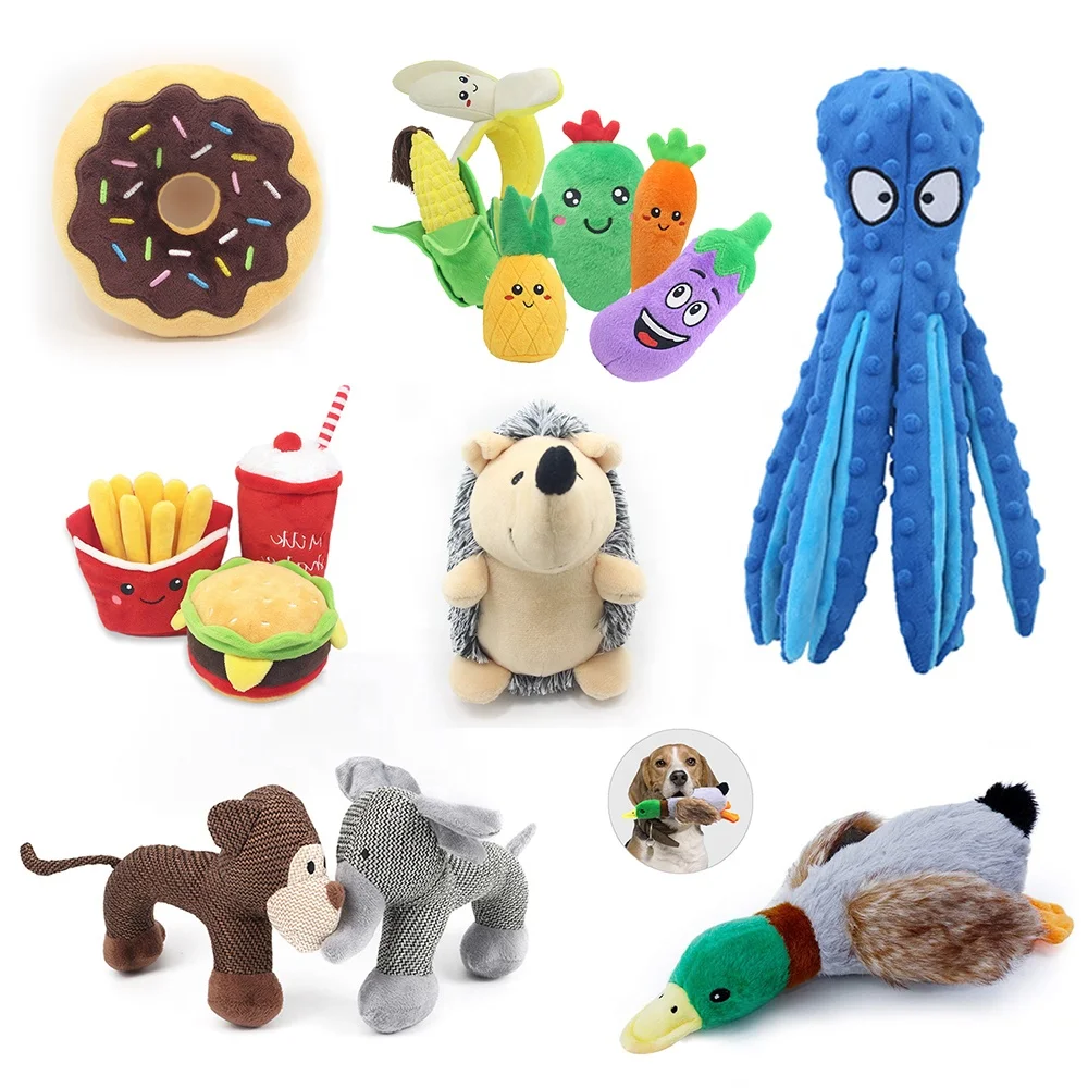  Pet Interactive Dogs Plush Squeaky Chew Toy Dog Puzzle Chewing Soft Toys