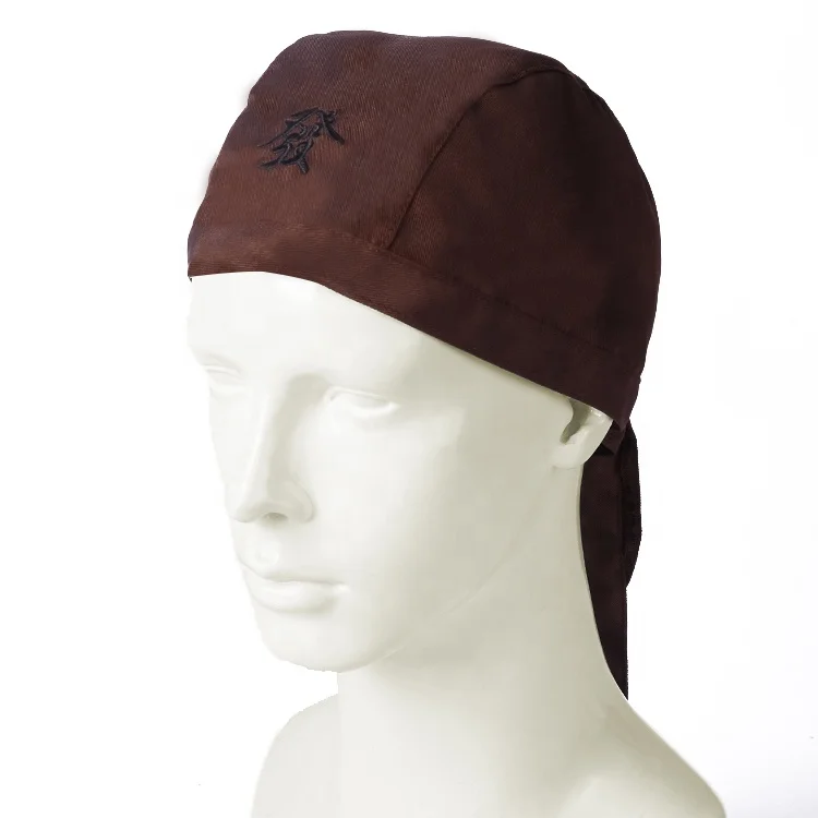Custom Logo Fashion Embroidery Breathable Polyester Brown Durags for Men