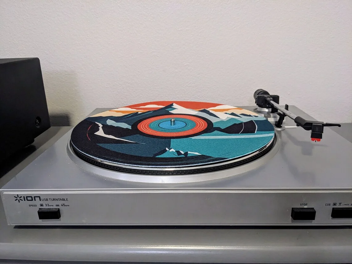 3mm thick round full color printed felt custom technics slipmat, turntable platter slip mat for vinyl LP record player