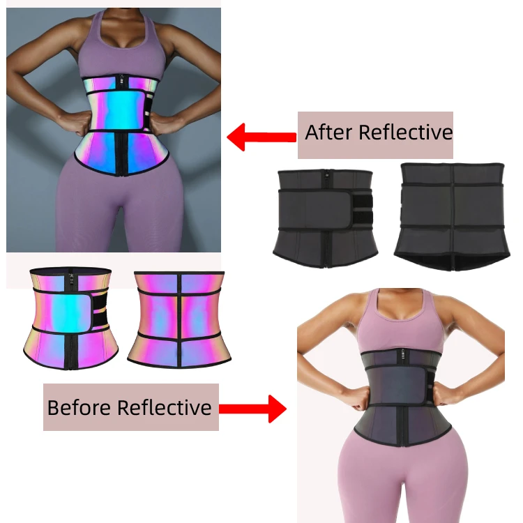 
New Arrival Plus Size Latex Reflective Waist Trainer Private Logo Label 7 Steel Boned Slimming Waist Trimmer Shaper 