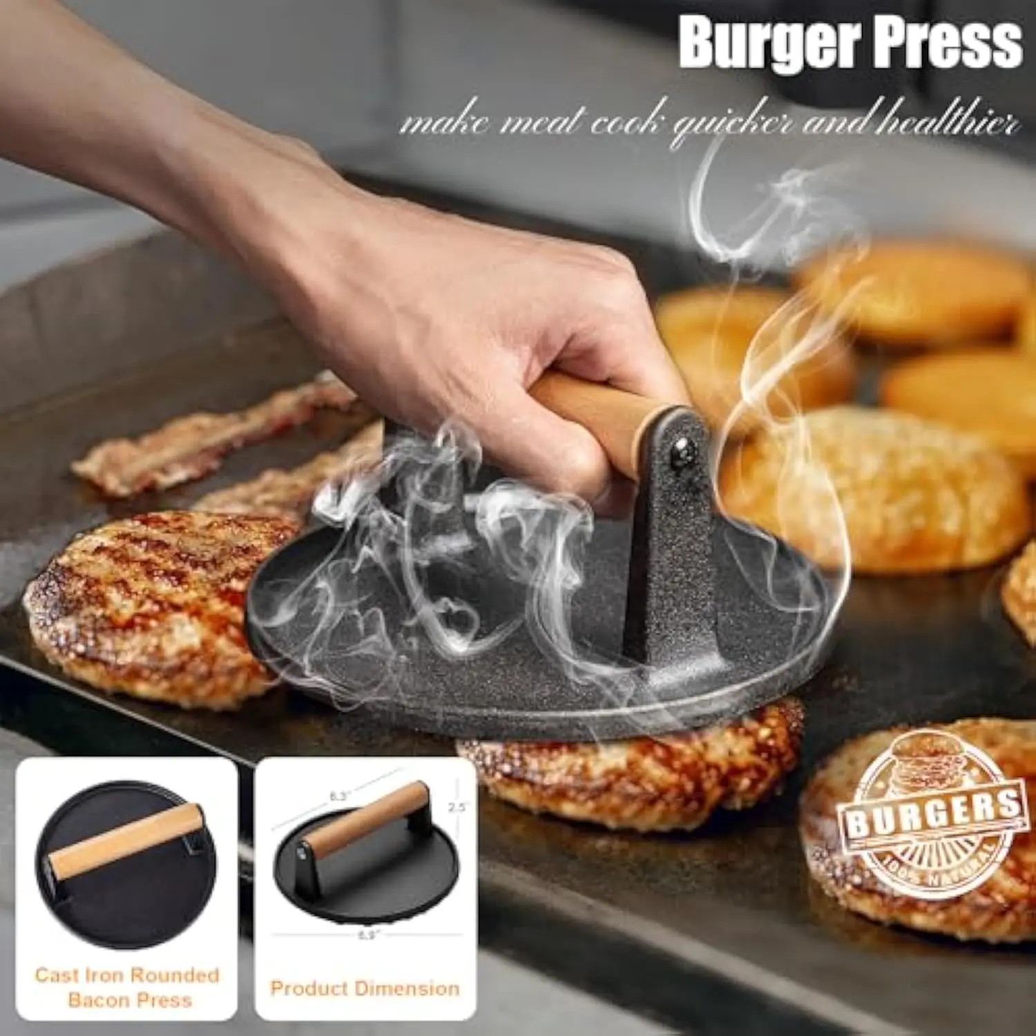 Flat Grill Tools Camp Griddle Accessories Kit Hibachi Spatula Gift Set with Basting Cover Burger Press Patty Maker Outdoor BBQ
