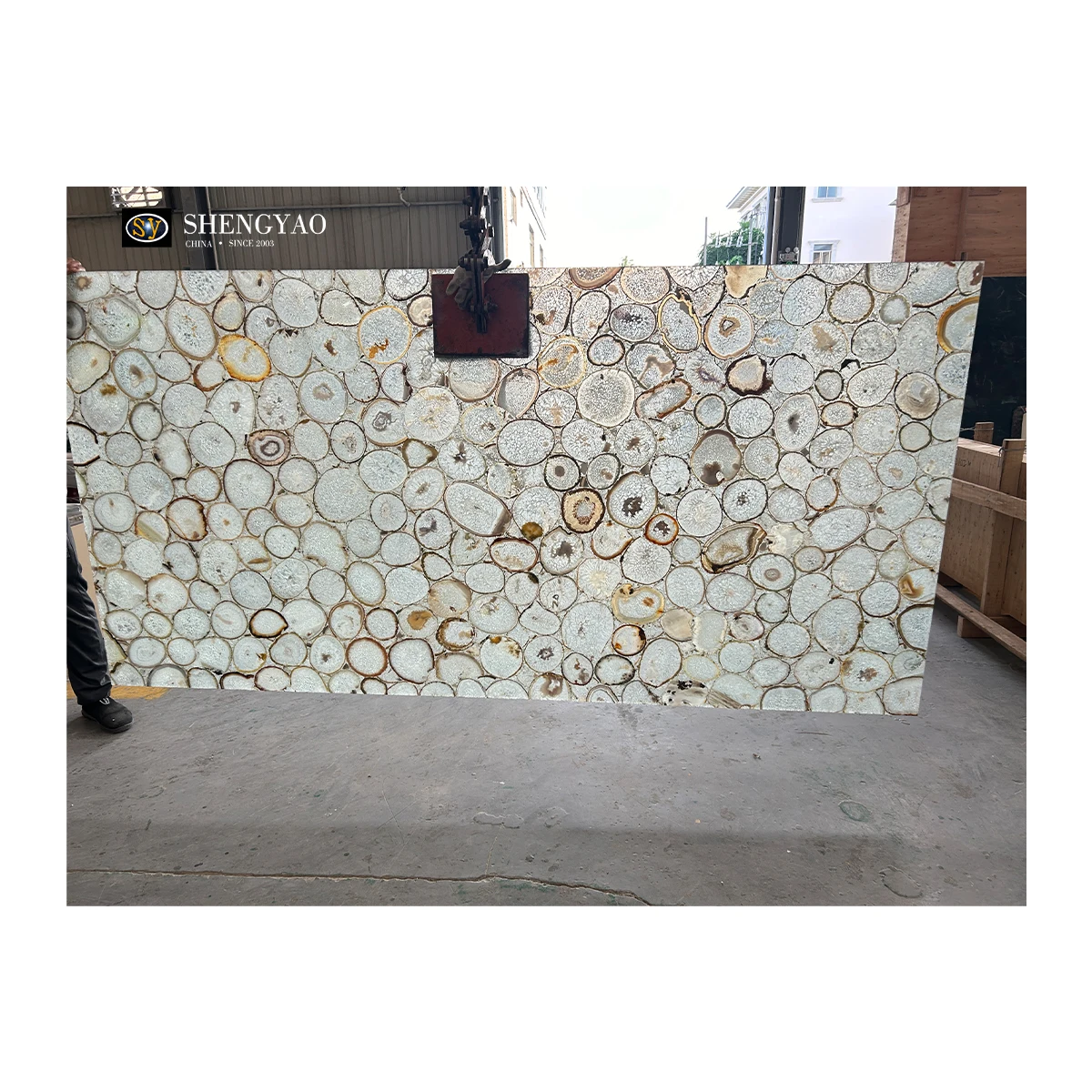 Custom Polished Natural White Crystal Quartz Agate Semi Precious Stone Slab and Tile