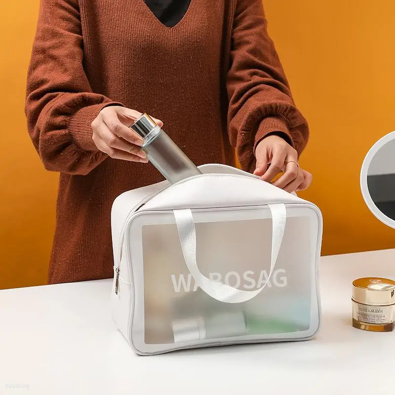 FM cross-border transparent makeup bag Korean style portable travel storage Large capacity frosted waterproof toiletry