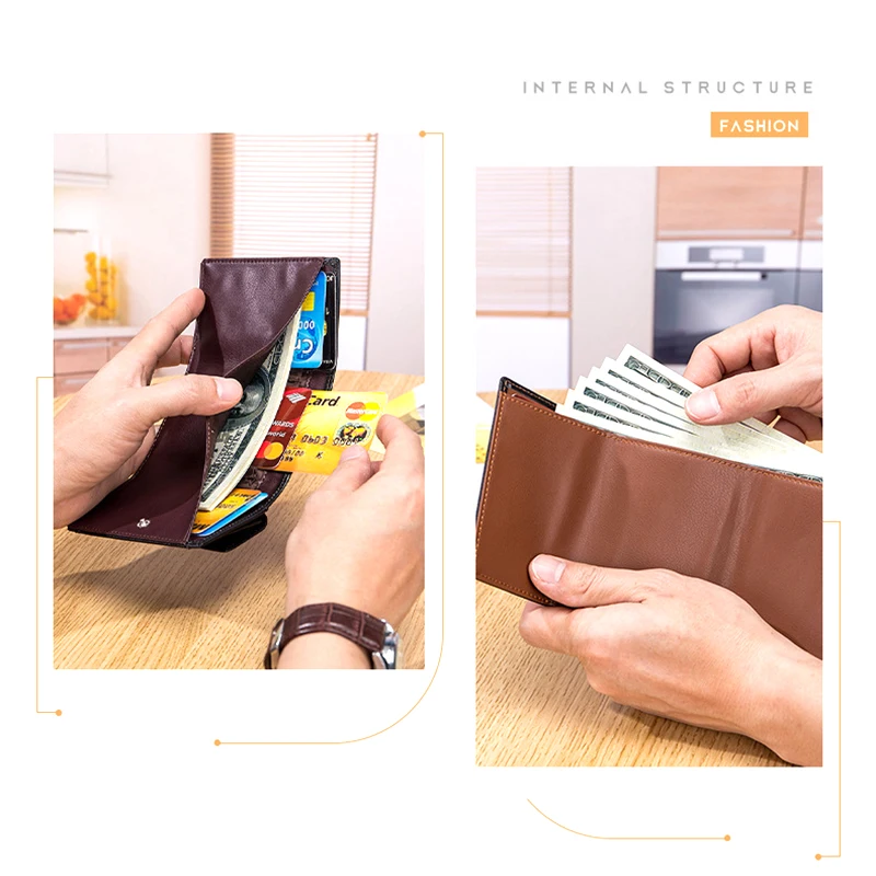 RFID Mini Pocket Coin Purse, Genuine Leather Luxury Coin Purse Casual Small Mini Leather Wallets Vintage Gents Mens