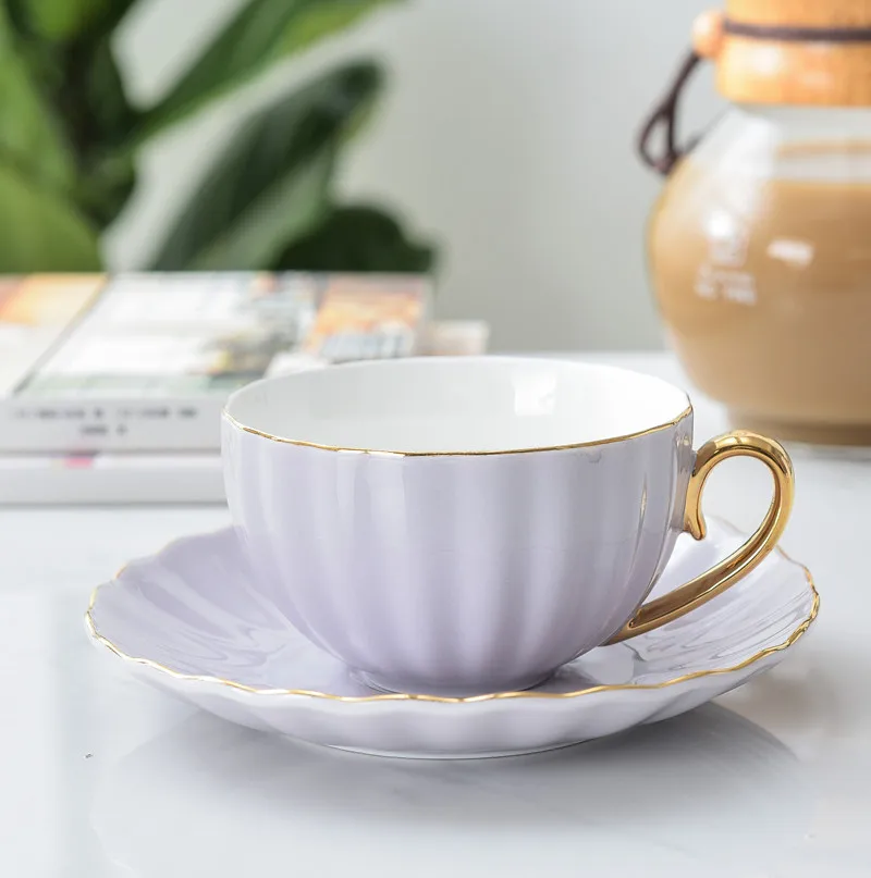 
Coffee Cups and Saucers with Gold Trim Cappuccino Cups Ceramic cup 
