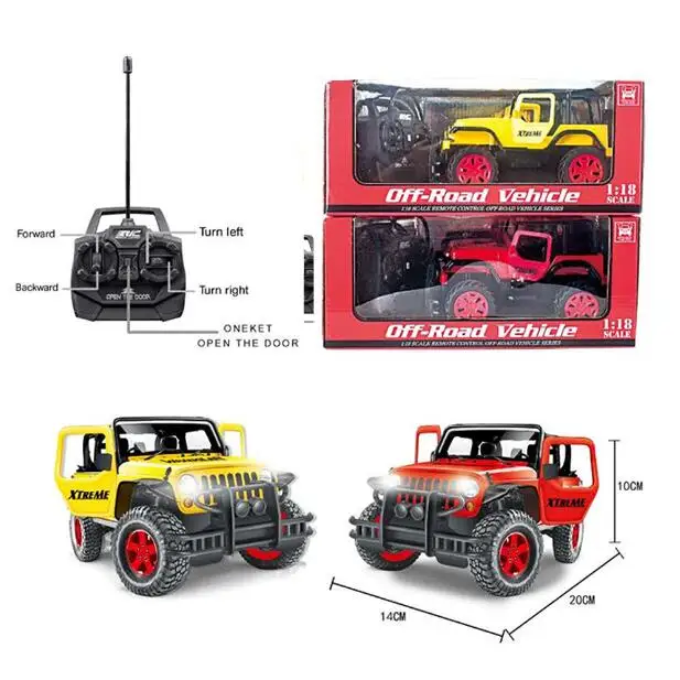 1:18 scale off-road rc jeep car open door 5 channel rc car remote control with light