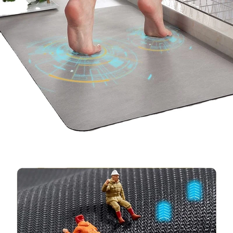 Water Absorption Washable Soft Diatomaceous Earth Mat Non-Slip Absorbent Quick Drying Bacteriostatic Diatomite bath mat