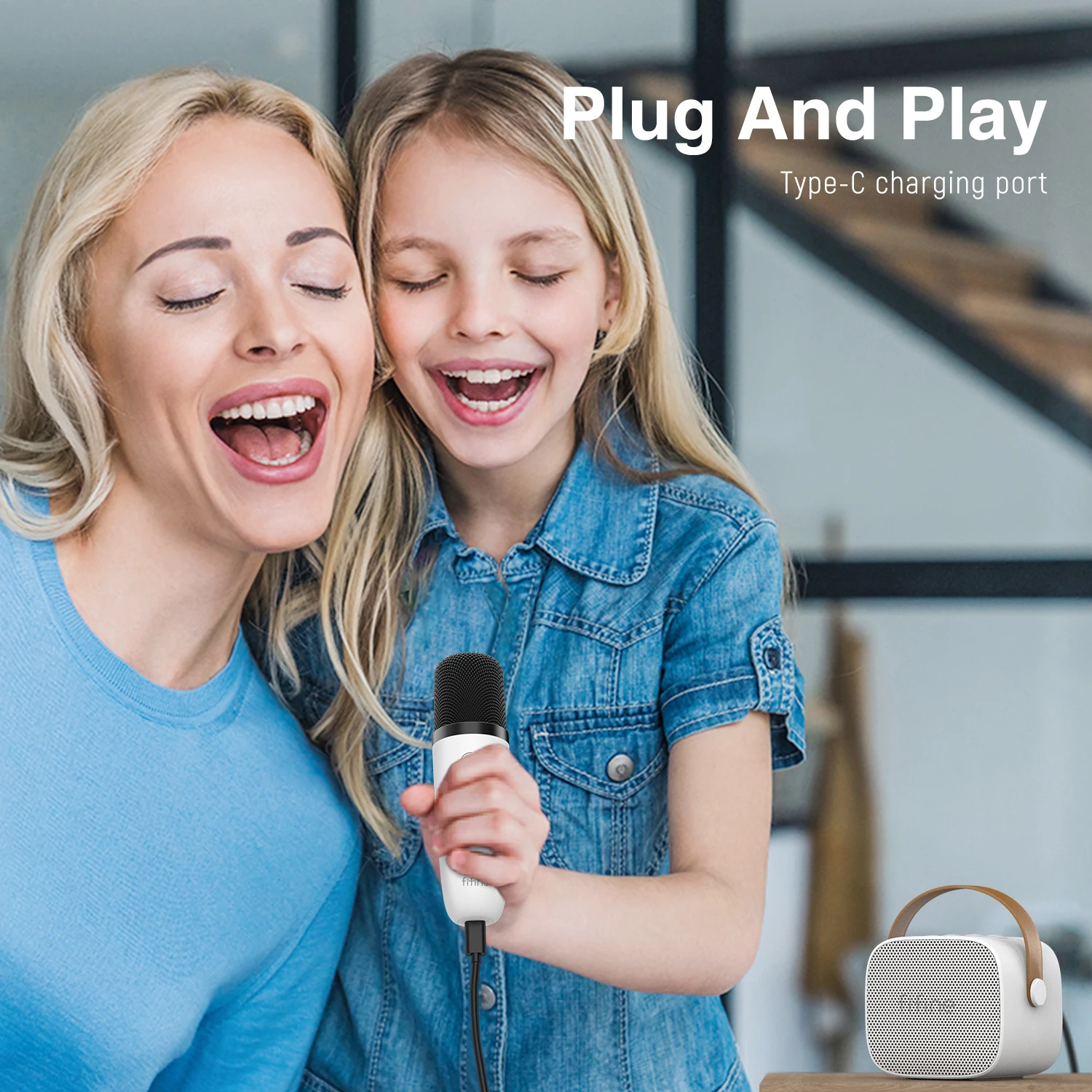 Fifine E1 рождественский подарок Портативная колонка для вечеринок 4 в 1 беспроводной микрофон караоке мини-микрофон с динамиком