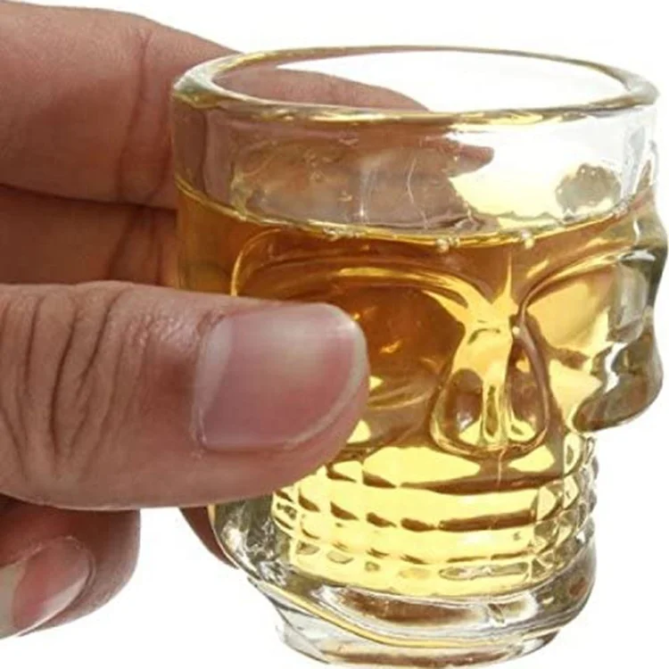 Mini Wholesale 50ml Skull Glass Cup for Vodka Whiskey Juice Skull Face Jar Glass