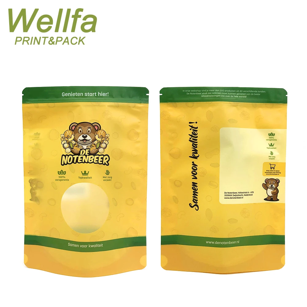 Manufacturer Plastic Custom Printed Resealable Aluminum Foil Food Packaging With  Zipper Stand Up Pouch Bag For Nuts Doypack