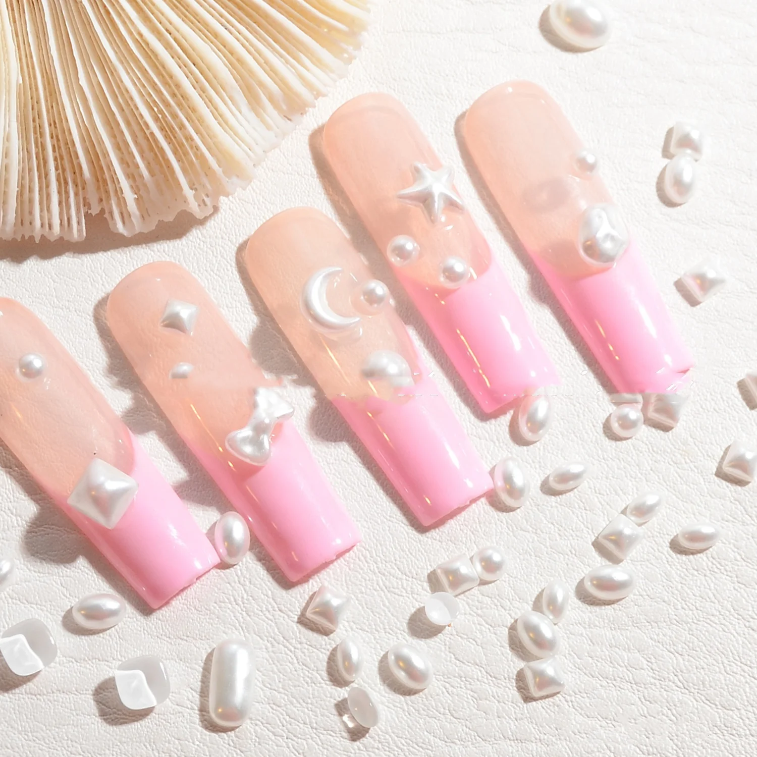 Beauty Nail Art Accessories High Bright Nail Flat Pearl Round Mixed Colorful DIY Jewelry For Nail Art Decoration