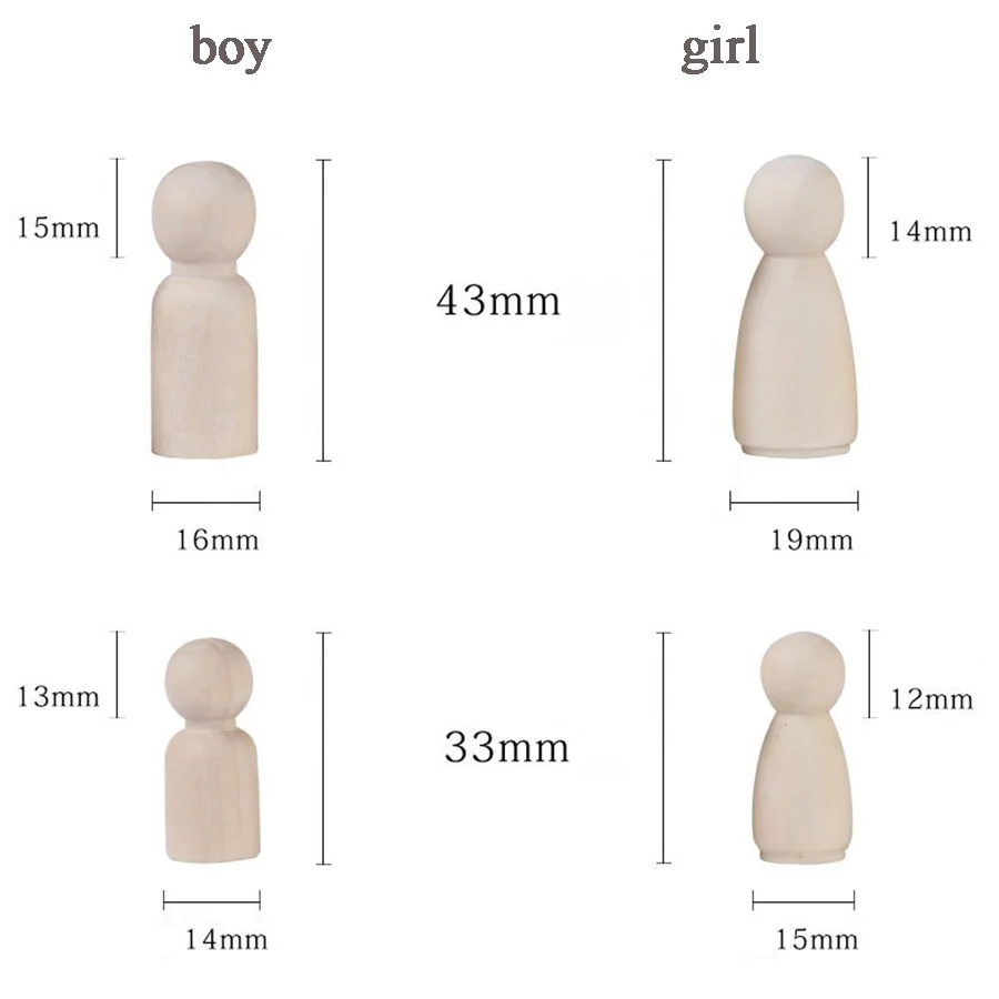 mini kokeshi wooden figures peg family angel dolls unfinished craft set people toddler toys educational diy art woodpeckers