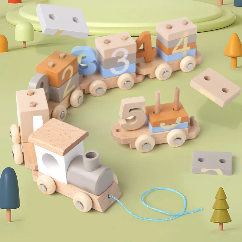 Digital Wooden Train Toy Handcrafted Slot Toys for Kids