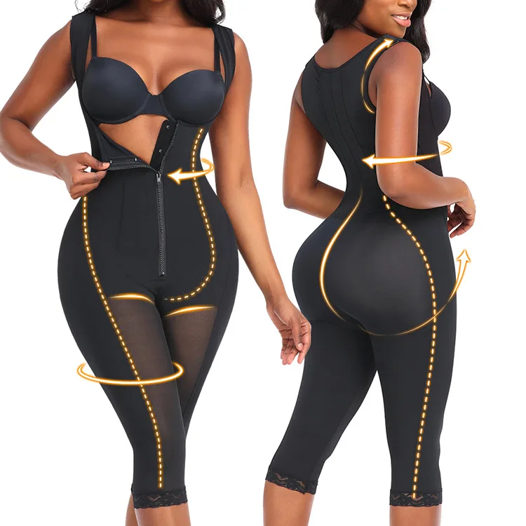High Compression Long Thigh Zipper Tummy Control Butt Lifter Columbian Fajas Shapewear Body Suit Full Body Shapewear