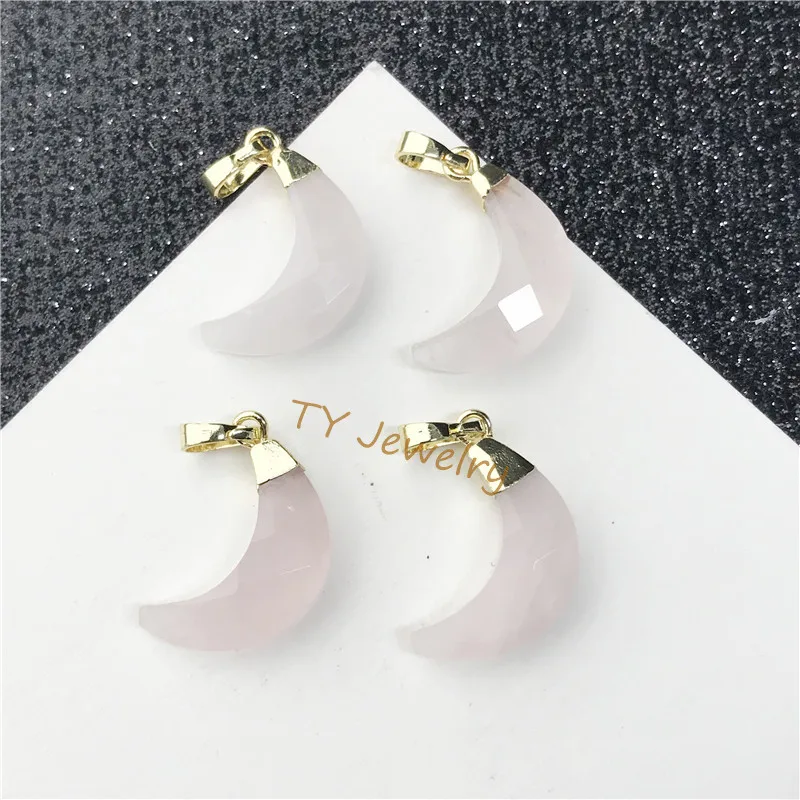 Elegant multicolor Natural stone the moon shape pendant charm for customized Jewelry DIY for choker for earring