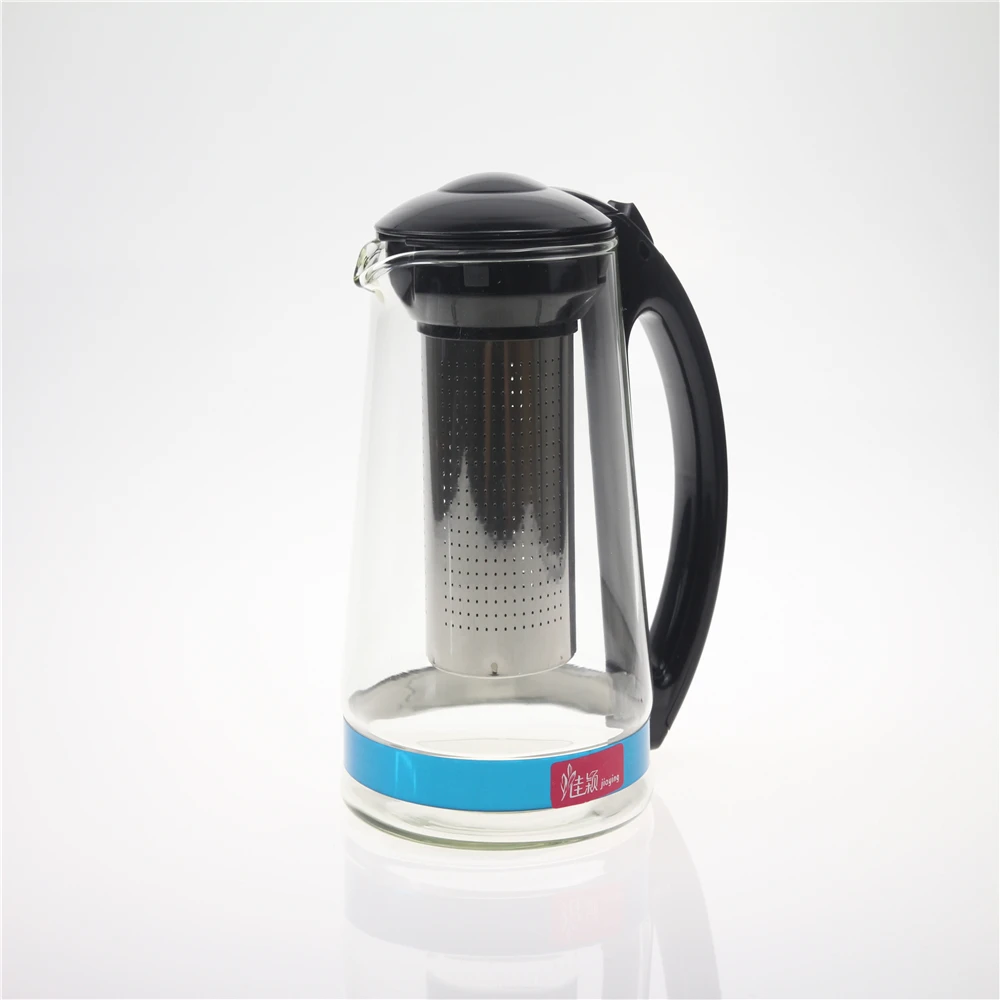 Jiaying factory wholesale insulated water jugs kitchen tea glass kettle jug with stainless steel filter
