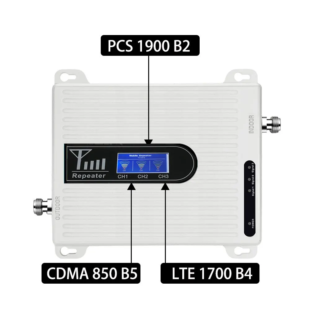 70dB трехдиапазонный сигнала мобильного телефона 3g 4g lte сотовый ретранслятор B2 B4 B5 бустер amplificador de уплотнение celular 850 1900 1700/2100