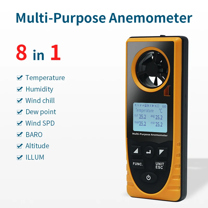 Anemometer Speed Sensor Meter For Three Lcd Backlight Mini Small Cheap Senso Portable Rotating Vane 485 Output Ultrasonic Wind