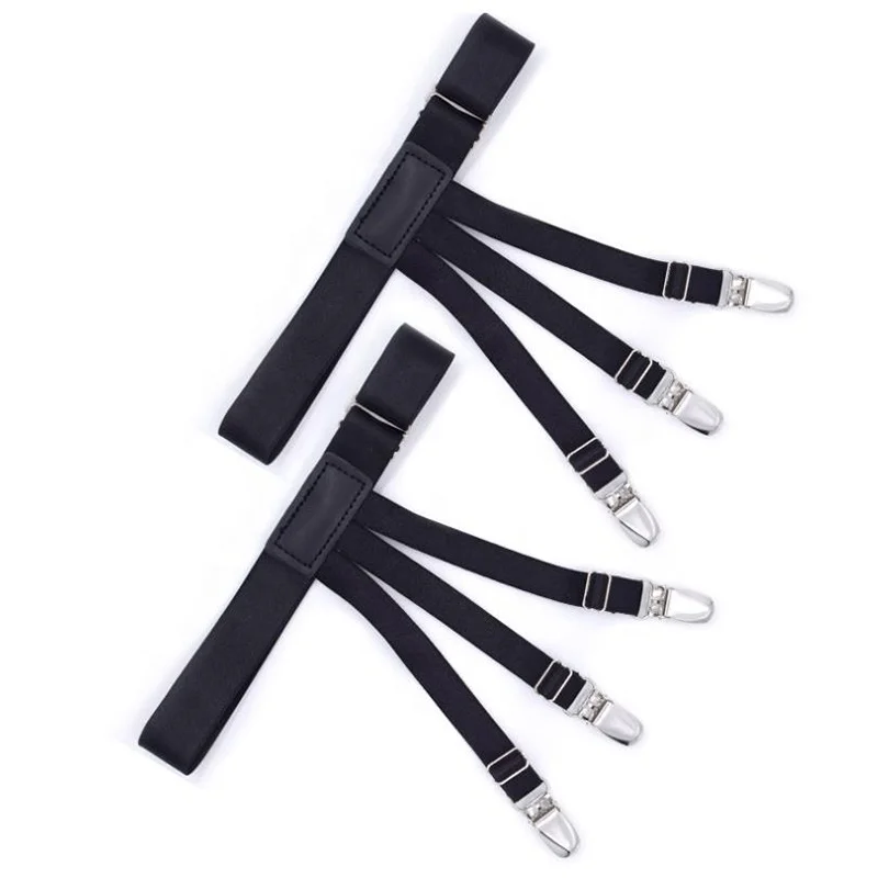 wholesale custom mens black nylon non-slip shirt stays holder garter belt suspenders