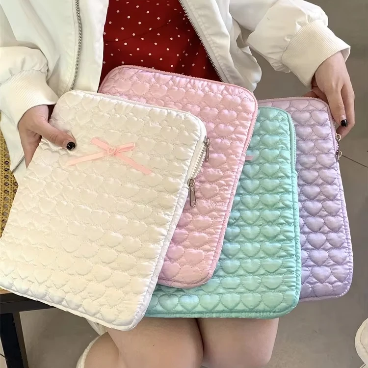 South Korea 11/13 Inch Insulated Tablet and Notebook Storage Bag Cute Bow Embroidered Student Laptop Sleeves