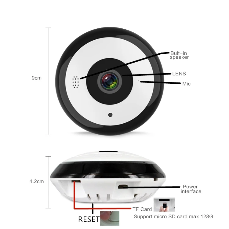 2.0MP Fish eyes Panoramic HD WiFI PTZ IP Camera 360 Degree CCTV surveillance camera