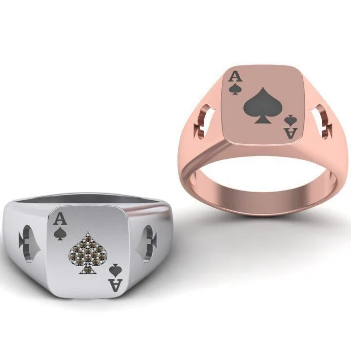 fashion customized poker ring ace ring jewelry hip hop ring
