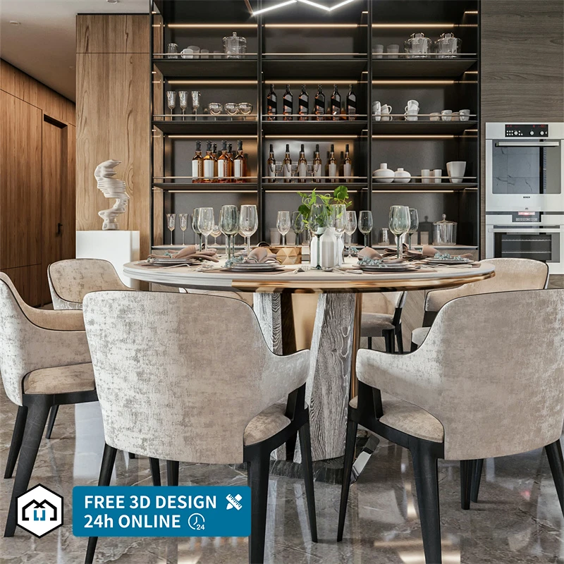 Комплексное решение, архитектурные планы, роскошная вилла, домашний декор, 3D-рендеринг, современный дизайн интерьера