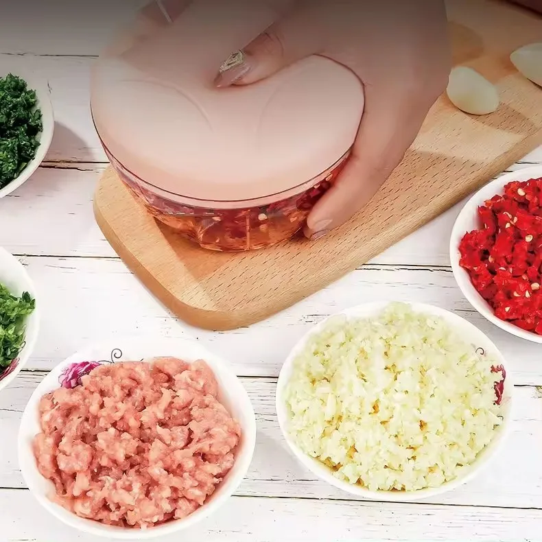 Top seller plastic Kitchen Gadgets Garlic Crusher Onion Masher Manual Vegetable Chopper easy Hand Press Blender Cutting Tool