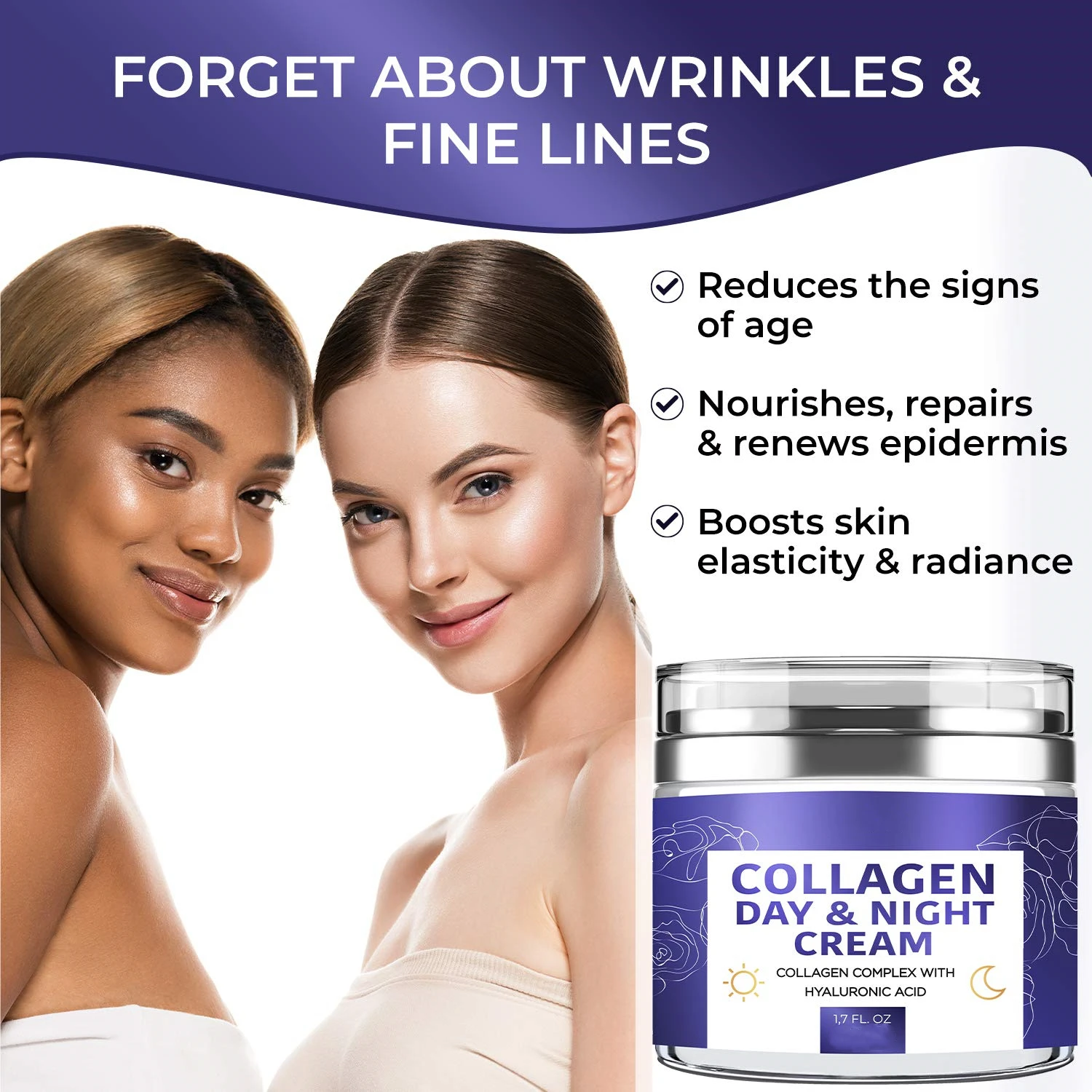 Korean Anti Aging Skin Whitening Tightening Glowing Day And Night Vitamin E Collagen Face Facial Repair Cream