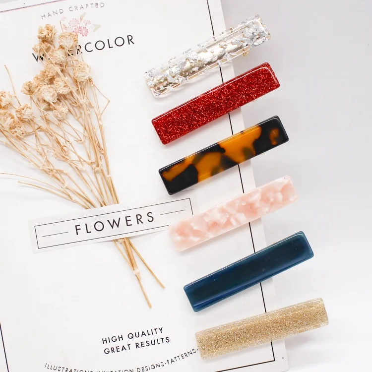 Lovely child hair accessories barrettes acetate acrylic small bar hair clips for little girls