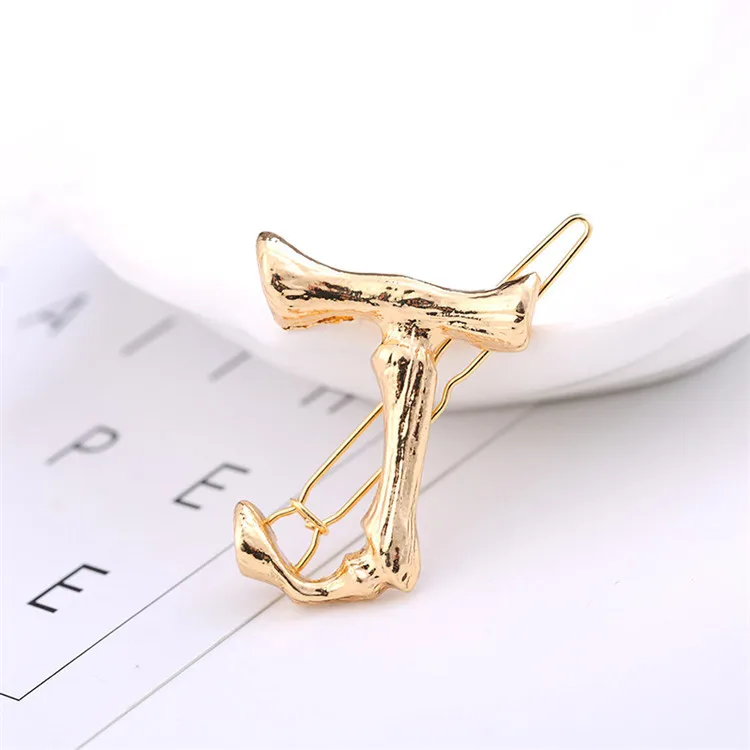 
Custom 26 letter Hairclip Baby Kids Women Alloy Metal letter Initials Hair Clips for Girls 