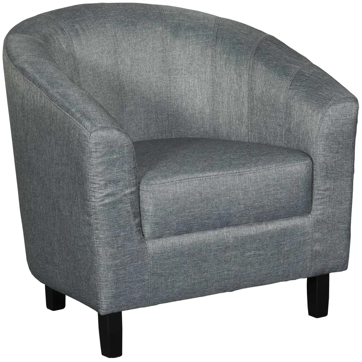 Современный стул с баррелью для гостиной, спальни, офиса, мягкое кресло для клубной ванны с круглыми дужками, прочные ножки, льняная ткань, серый цвет (1600733003512)