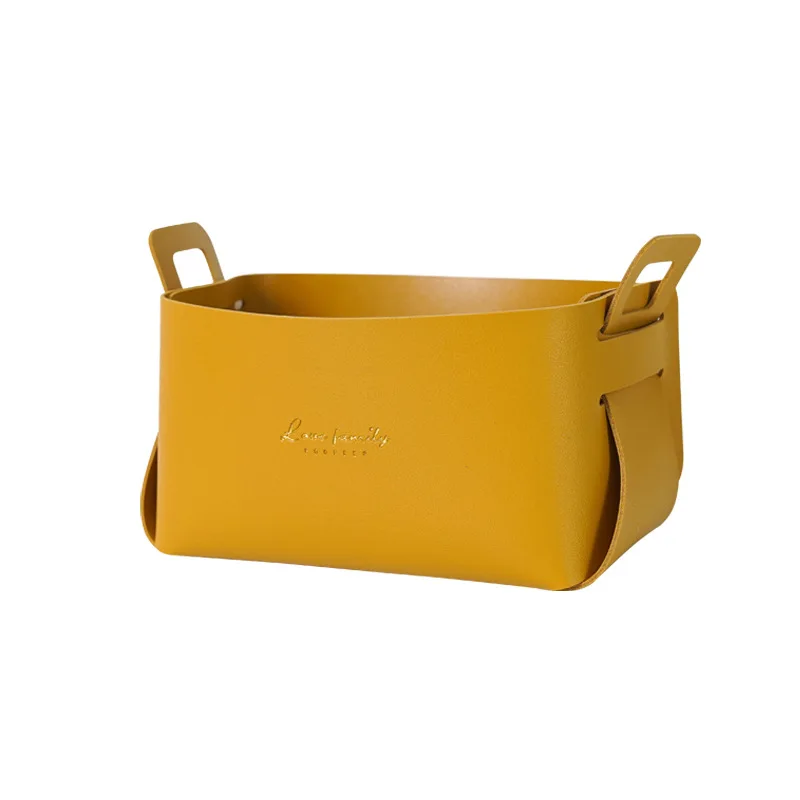 
Folding basket tray Nordic style PU Leather organizer for home decorations 