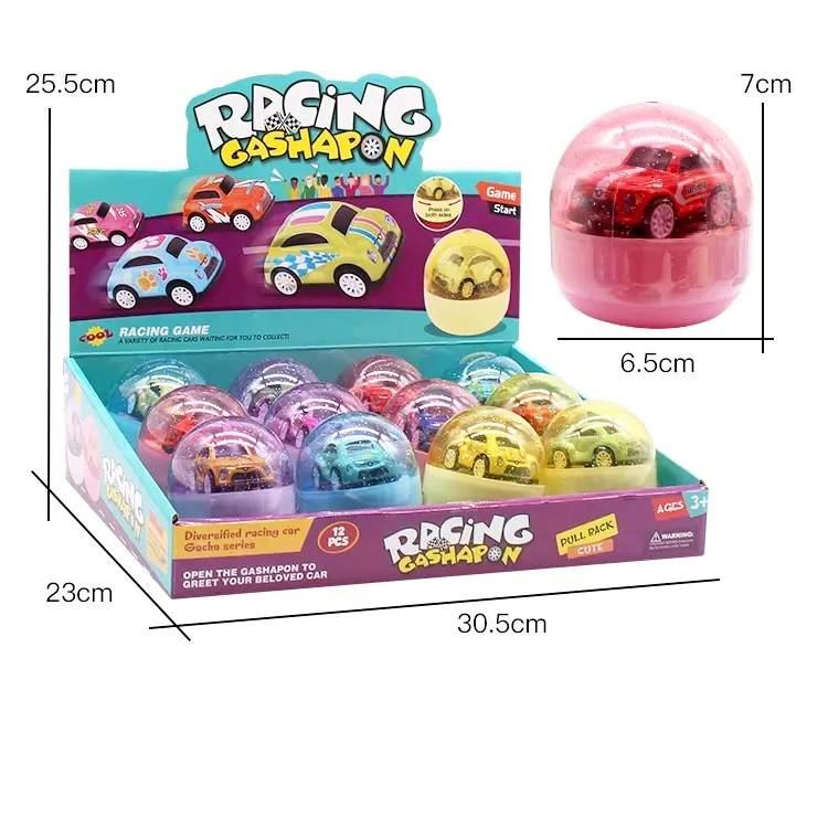 Candy toy gashapon plastic mini pull back twisted racing car egg game pocket toy surprise toy supermarket festival kids gifts