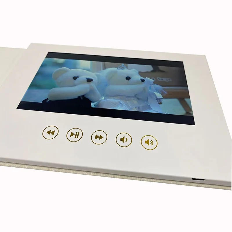 Electronic wedding favors memory book hard cover linen material with golden foil stamping